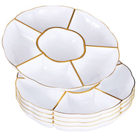 Gold Rimmed Plastic Serving Trays with 6 Compartments