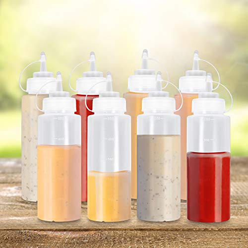 Squeezy Sauce Bottles with Nozzle Caps (500ml)