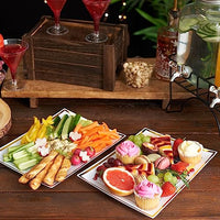 Reusable Plastic Serving Trays with Gold Rim