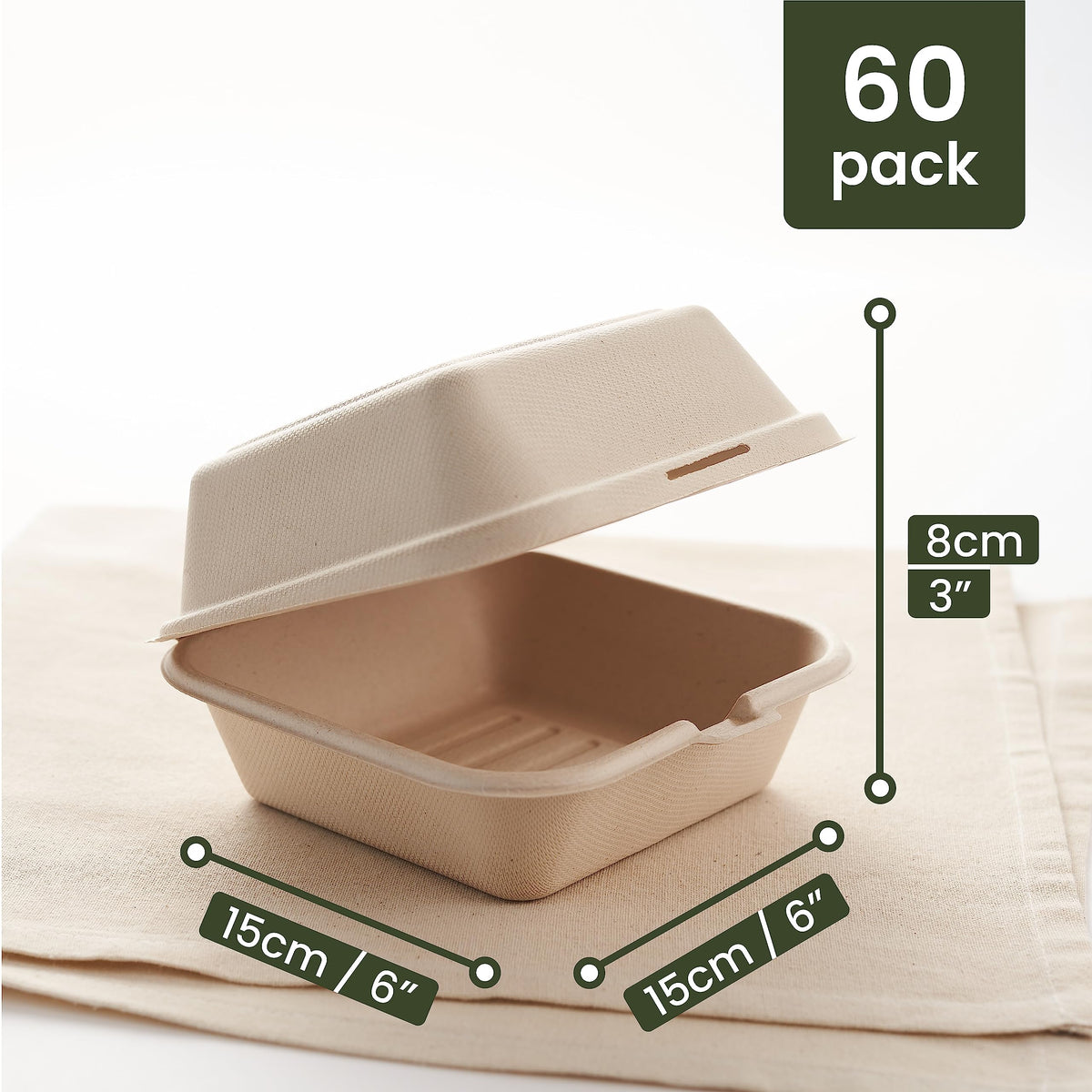 Sugarcane Burger Boxes - 15cm (6")