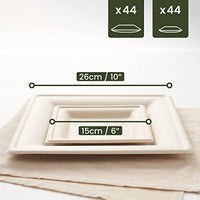 Square Sugarcane Plates Set