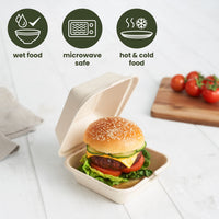 Sugarcane Burger Boxes - 15cm (6")