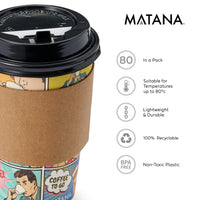 Premium Comic Style Coffee Cups with Lids, Sleeves & Stirrers