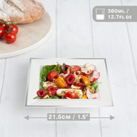 Reusable Dinnerware Set with Silver Rim - Plates & Bowls - 60 Pack
