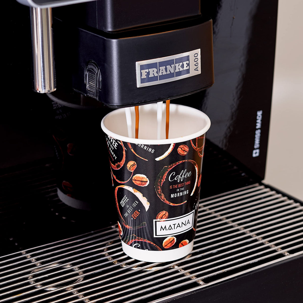 Premium Paper Coffee Cups with Lids, Sleeves & Stirrers