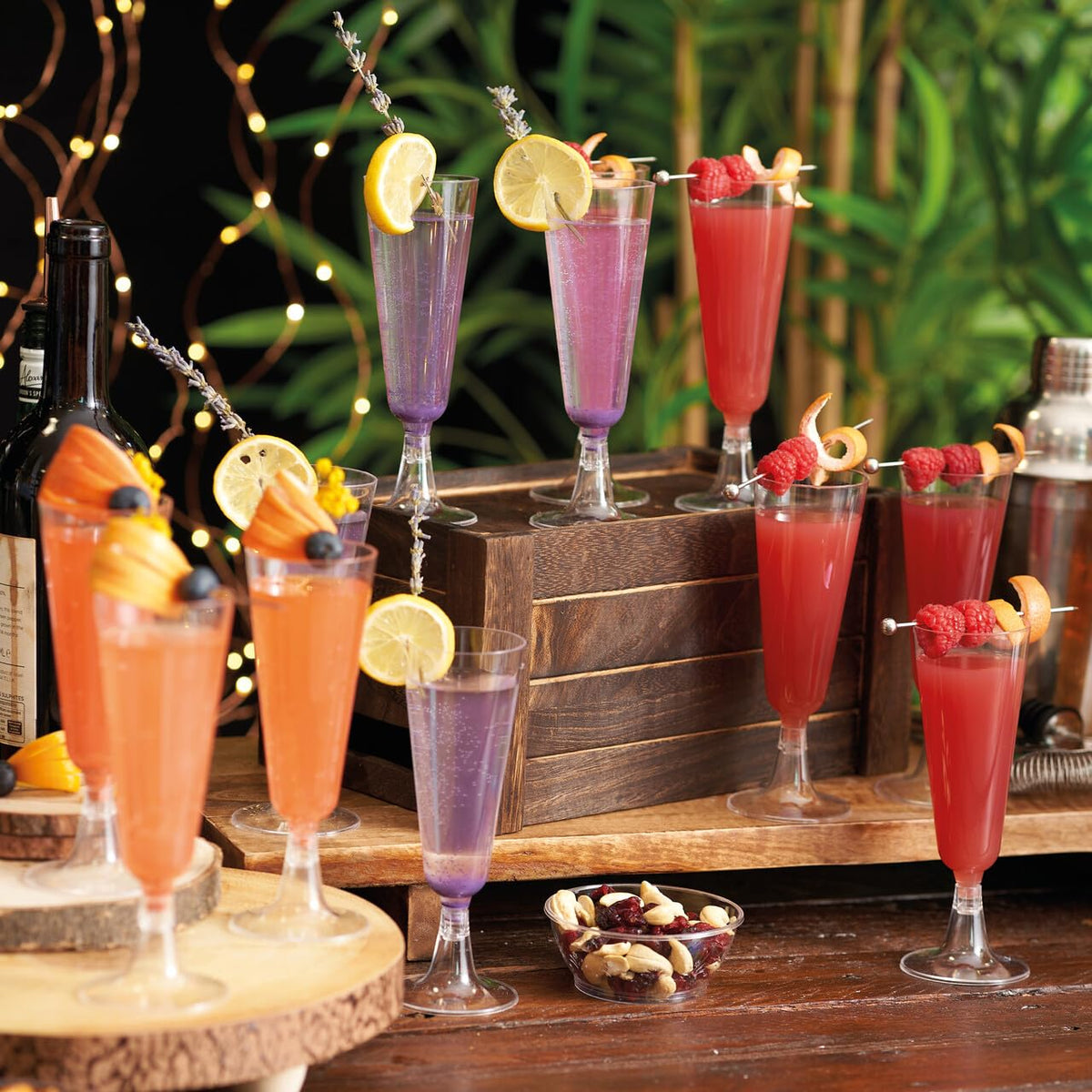 Reusable Plastic Drinkware Set – Martini, Wine & Champagne Glasses for Parties - 144 Pack