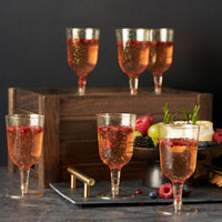Reusable Gold Glitter Plastic Drinkware Set – Flutes, Wine & Party Cups - 150 Pack