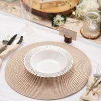 Reusable Plastic Party Bowls with Silver Lace Rim (18cm)