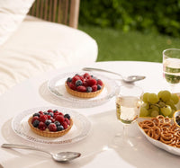 Reusable Plastic Dessert Plates with Silver Lace Rim (18cm)