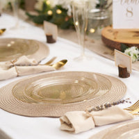 Reusable Plastic Gold Glitter Plate Set