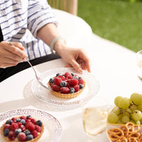 Reusable Plastic Dessert Plates with Silver Lace Rim (18cm)