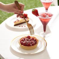 Reusable Dinnerware Set with Gold Rim - Plates & Bowls - 75 Pack