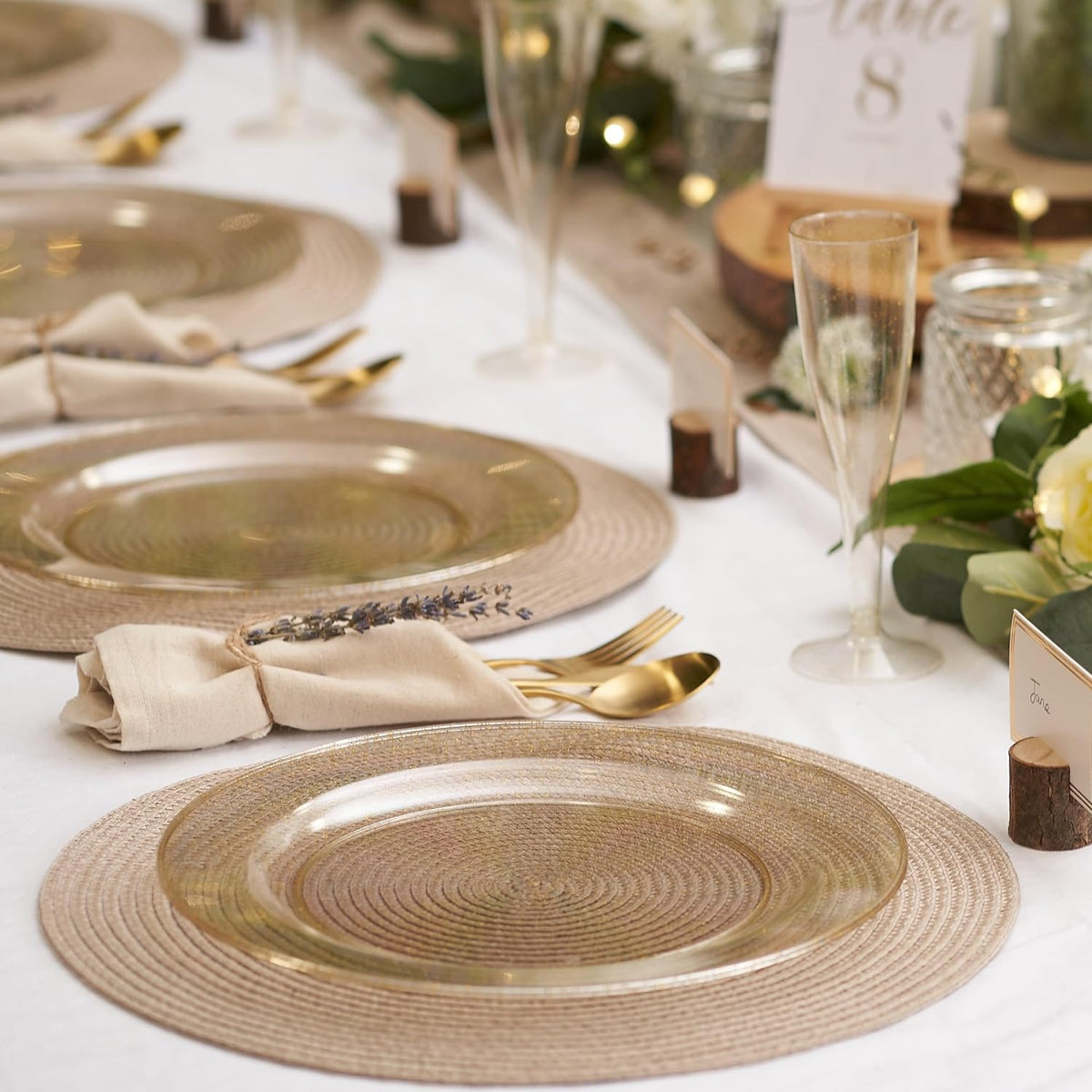 Plastic Plates with Gold Glitter (26cm)