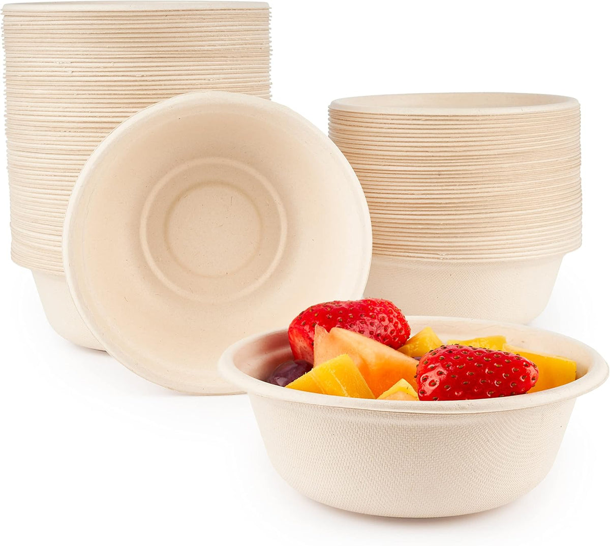 Round Sugarcane Bowls - 16cm (6") (500ml)