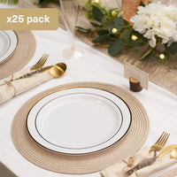 Plastic Dinner Plates with Gold Rim (26cm)