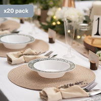 Reusable Plastic Party Bowls with Silver Lace Rim (18cm)