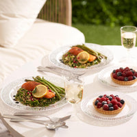 Reusable Plastic Silver Lace Rim Dinner & Dessert Plate Set