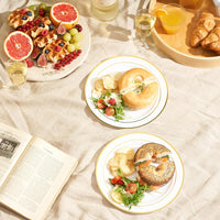 Reusable Dinnerware Set with Gold Rim - Plates & Bowls - 75 Pack