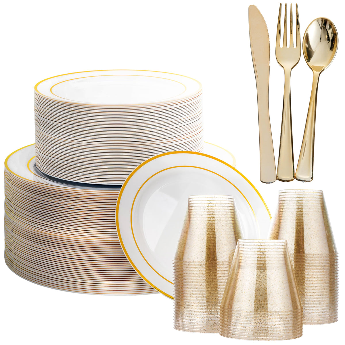Reusable Dinnerware Set – Plates, Cups & Cutlery - 360 Pack
