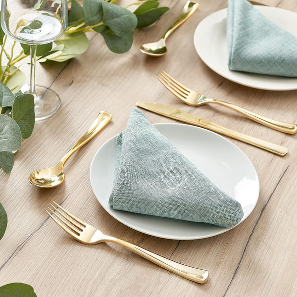 Gold Reusable Plastic Cutlery Set