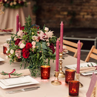 Red Speckled Glass Tea Light Holders