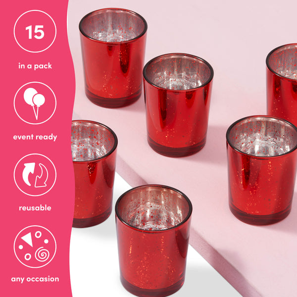 Red Speckled Glass Tea Light Holders