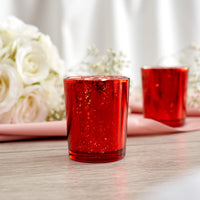 Red Speckled Glass Tea Light Holders