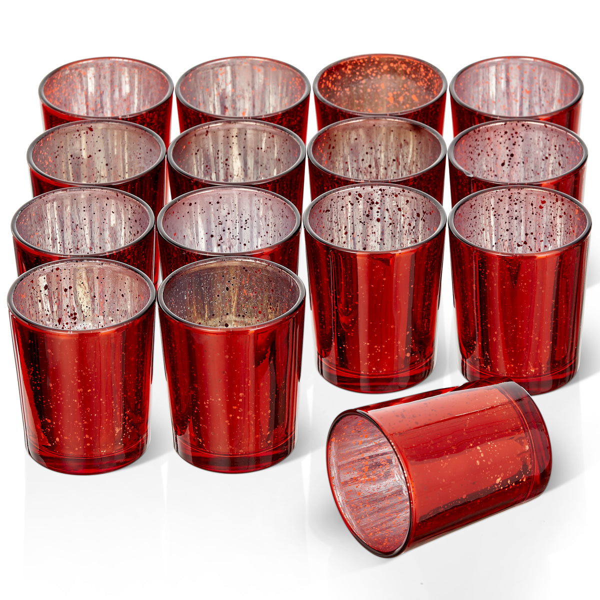 Red Speckled Glass Tea Light Holders