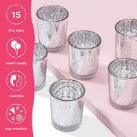 Silver Speckled Glass Tea Light Holders