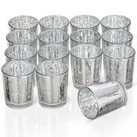 Silver Speckled Glass Tea Light Holders