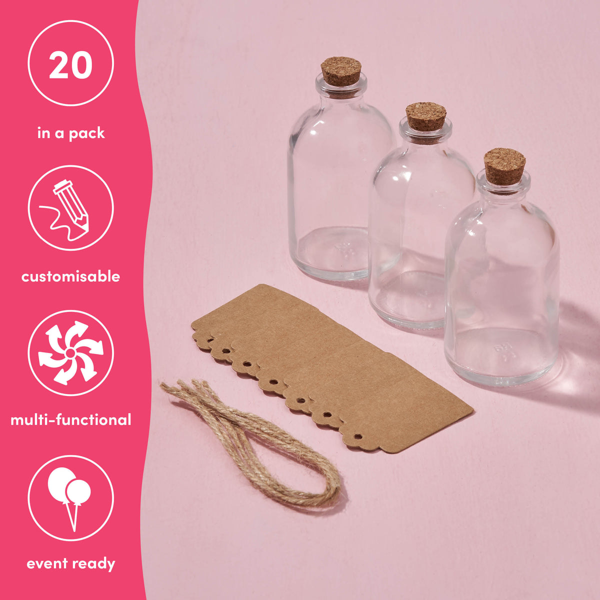 Rounded Mini Glass Bottles with Cork Lids