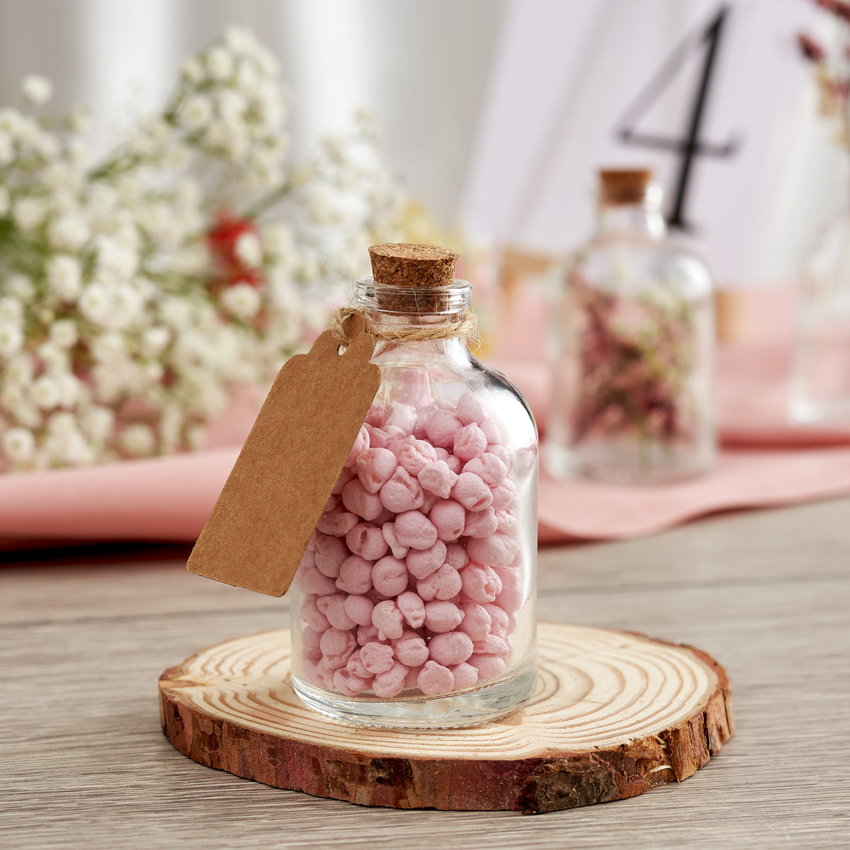 Rounded Mini Glass Bottles with Cork Lids