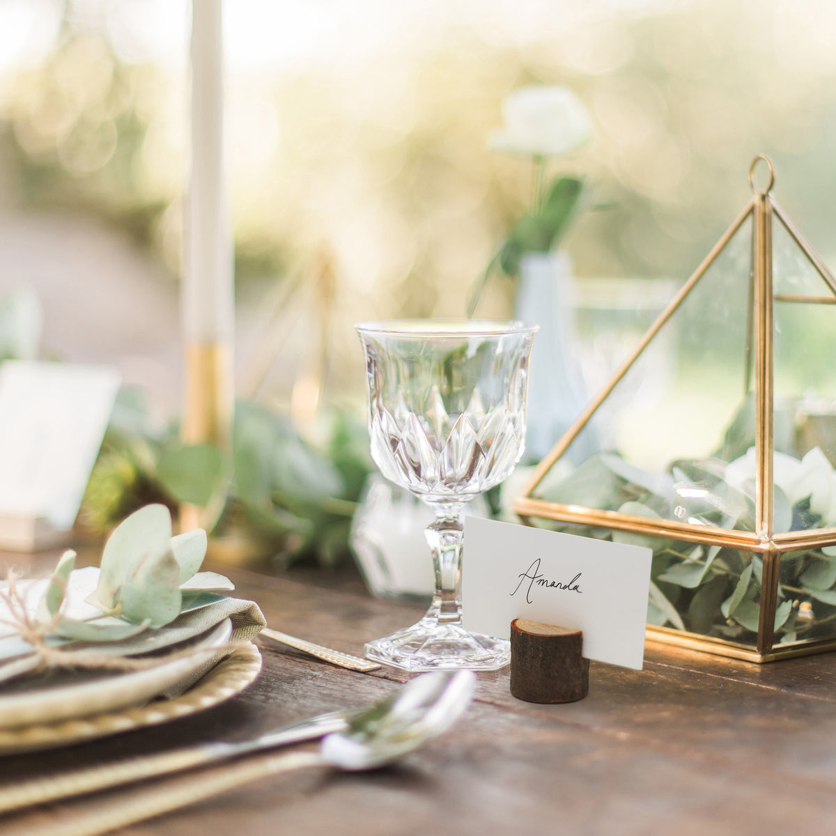 Pine Wood Table Card Name Holders with Place Cards