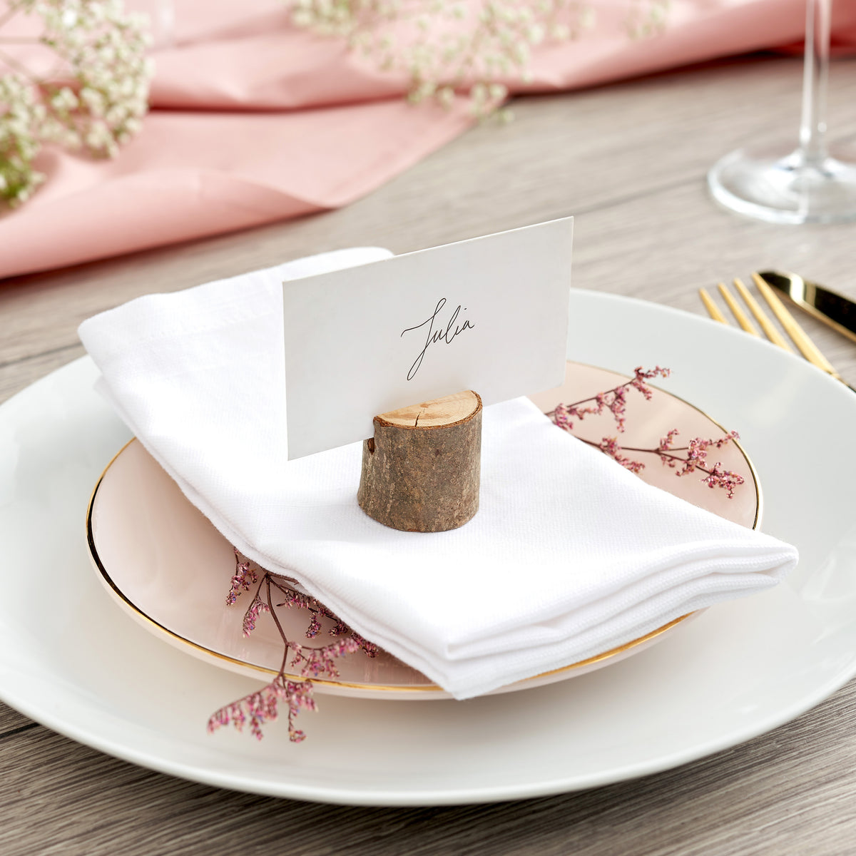 Pine Wood Table Card Name Holders with Place Cards