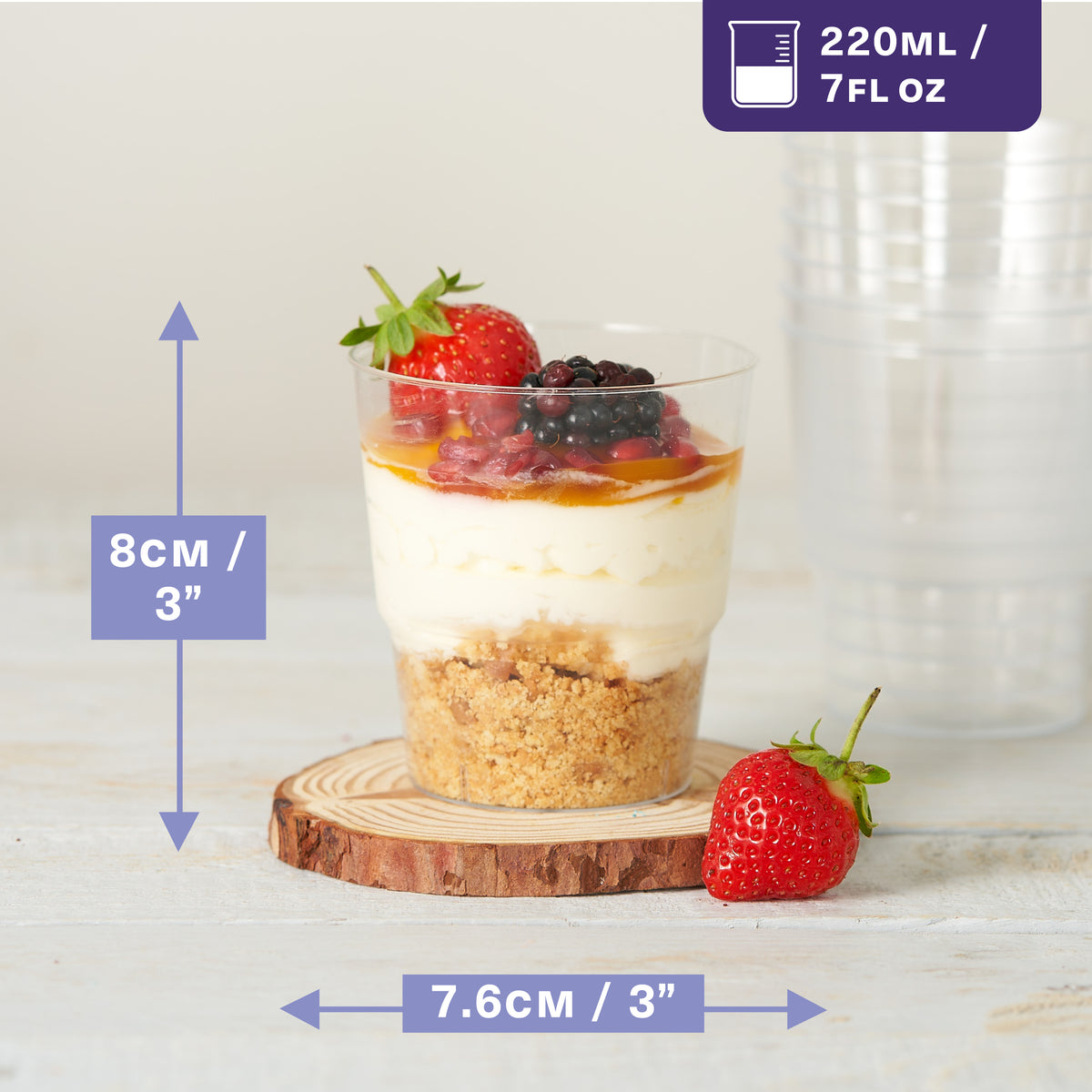 Reusable Plastic Dessert Cups (220ml)