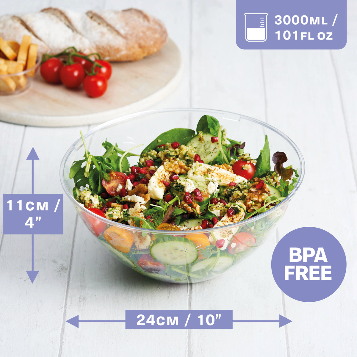 Clear Plastic Serving Bowls (3000ml)