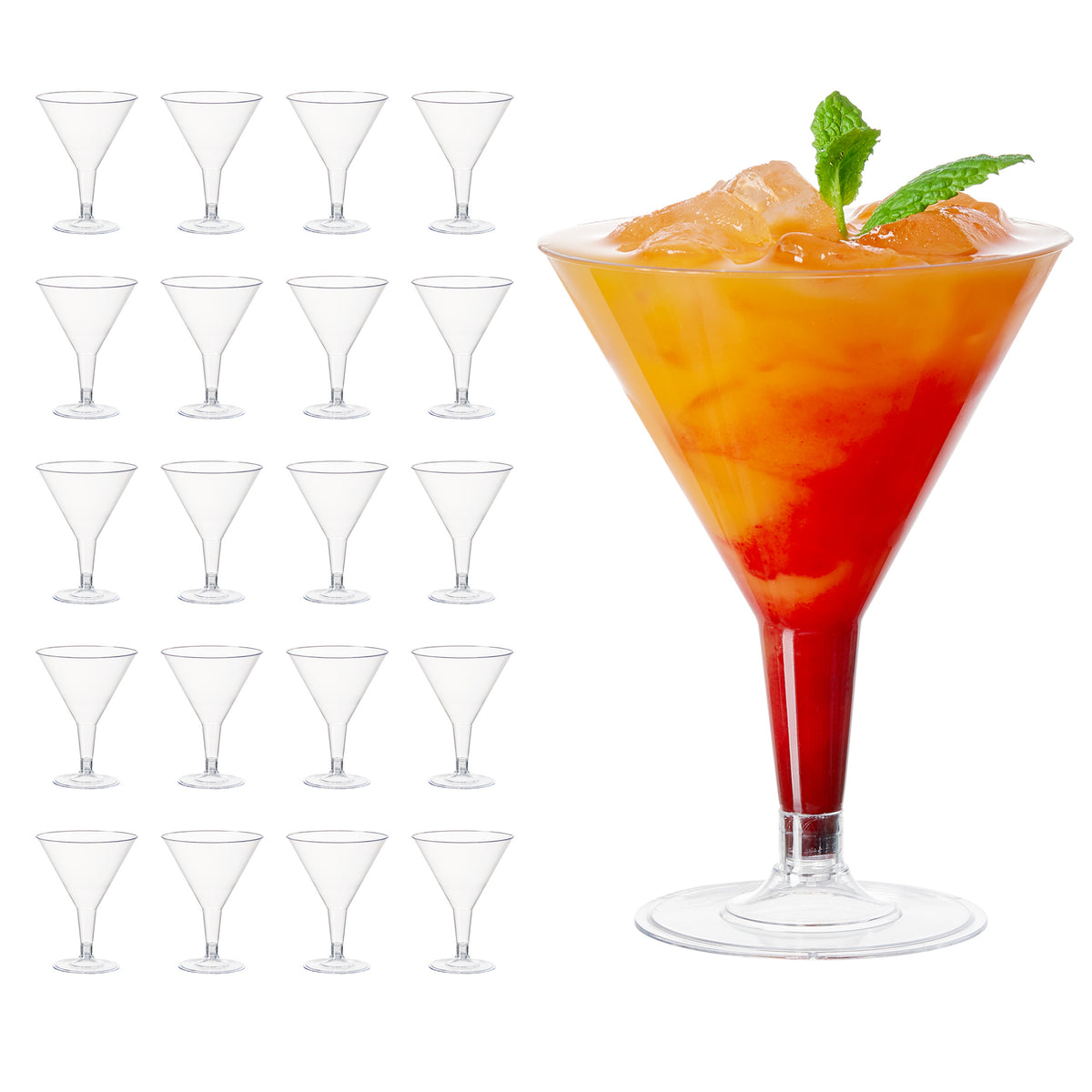 Plastic Martini Cocktail Glasses (210ml)