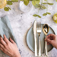 Gold Reusable Plastic Cutlery Set