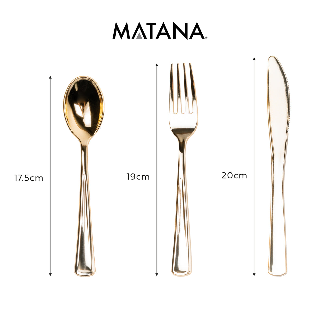 Gold Reusable Plastic Cutlery Set