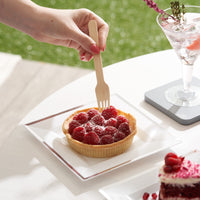 Square Plastic Silver Rim Dessert Plates (16.5cm)