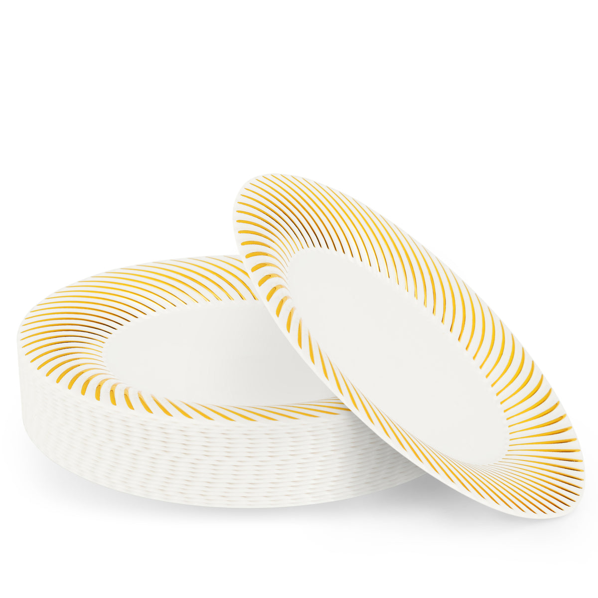 Reusable Plastic Dessert Plates with Gold Ripple Rim (18cm)