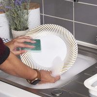 Reusable Plastic Dinner Plates with Gold Ripple Rim (26cm)