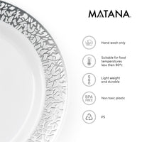 Reusable Plastic Dessert Plates with Silver Lace Rim (18cm)