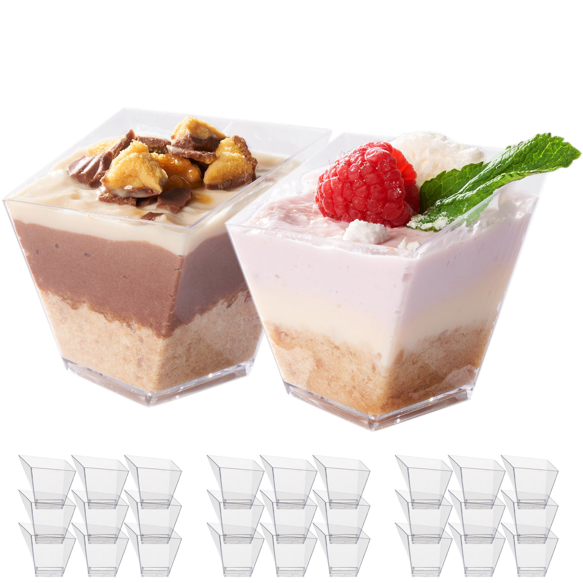 Reusable Plastic Square Dessert Pots (70ml)