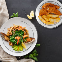 Reusable Silver Rimmed Plate Set