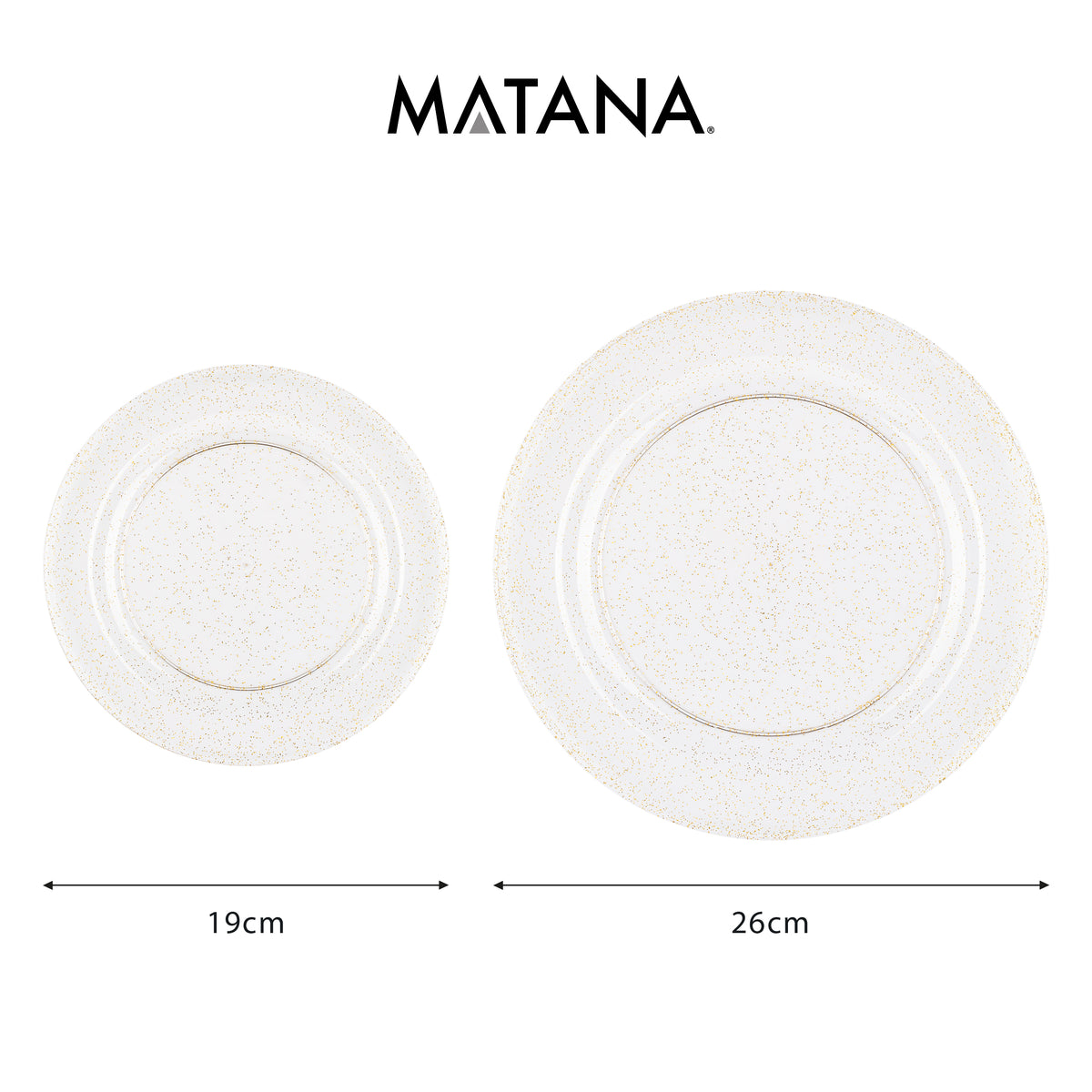 Reusable Plastic Gold Glitter Plate Set