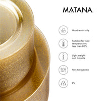 Reusable Plastic Gold Glitter Plate Set