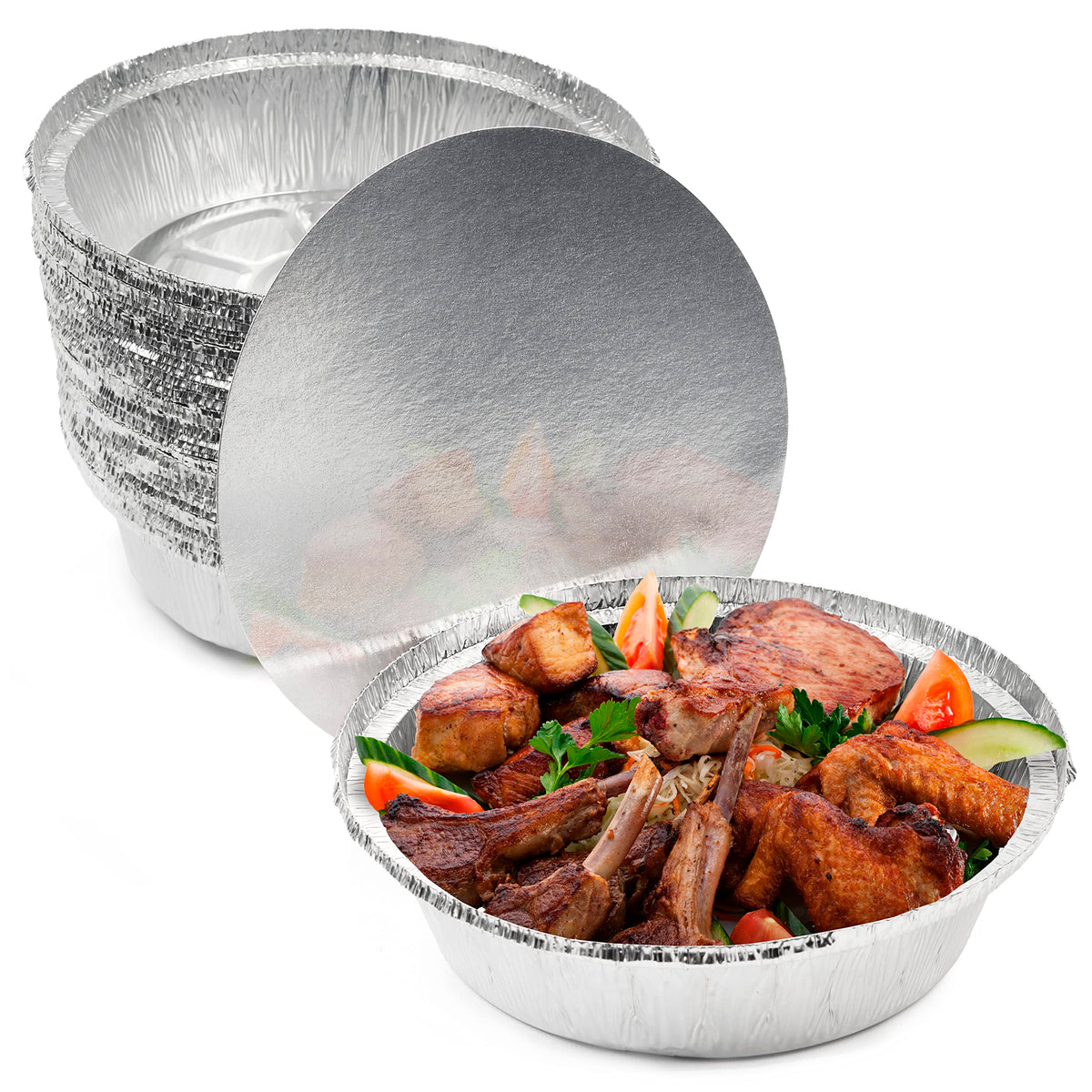 Round Foil Baking Trays with Lids (18cm)