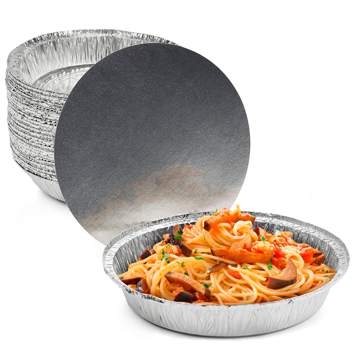 Round Foil Trays with Lids (23cm)