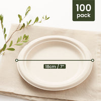 Round Sugarcane Dessert Plates - 18cm (7")